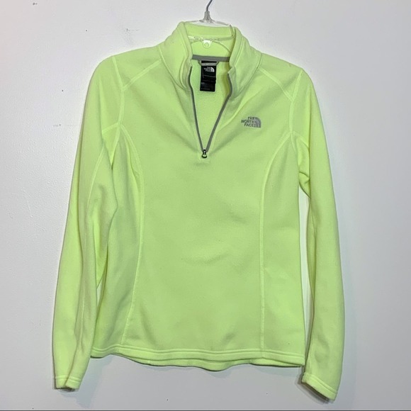 EUC The North Face pale lime yellow quarter zip super soft fleece sweatshirt - Picture 2 of 7